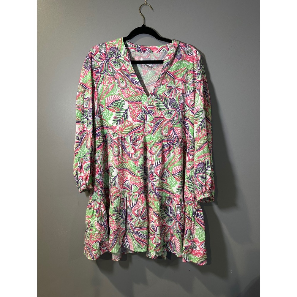 Stella Parker Collection L Multicolor Floral Paisley Long Sleeve Dress Tassel